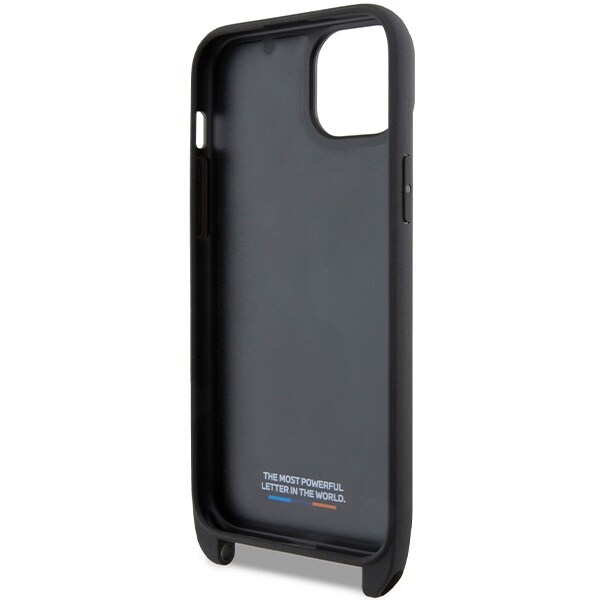 BMW M Edition Carbon Stripe & Strap-etui for iPhone 15 Plus / 14 Plus - svart