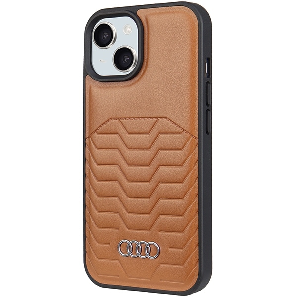 Audi syntetisk lærveske med MagSafe for iPhone 15 Plus / 14 Plus - Brun