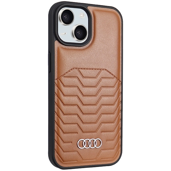 Audi syntetisk lærveske med MagSafe for iPhone 15 Plus / 14 Plus - Brun