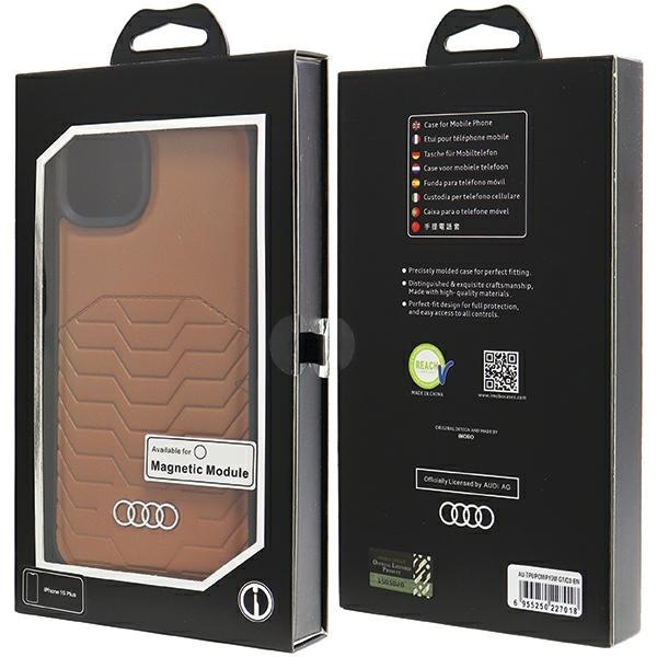 Audi syntetisk lærveske med MagSafe for iPhone 15 Plus / 14 Plus - Brun
