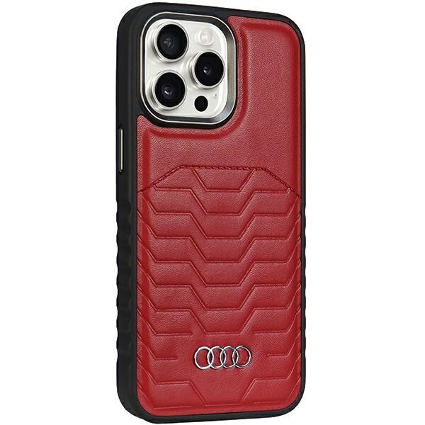 Audi syntetisk lærveske med MagSafe for iPhone 14 Pro - rød