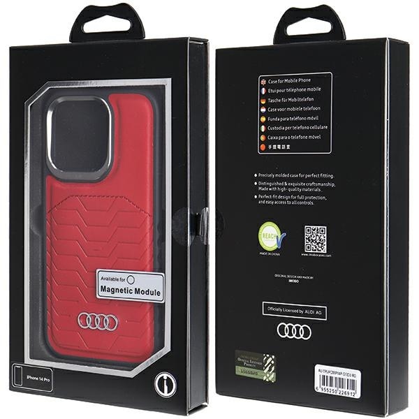 Audi syntetisk lærveske med MagSafe for iPhone 14 Pro - rød