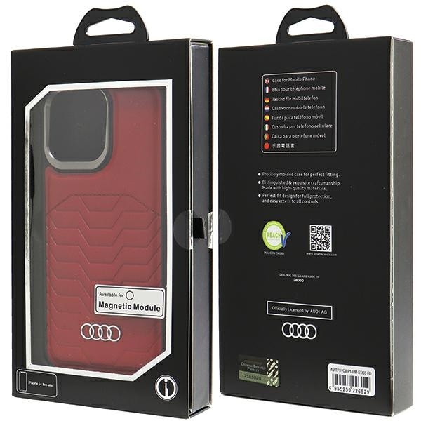 Audi syntetisk lærveske med MagSafe for iPhone 14 Pro Max - rød