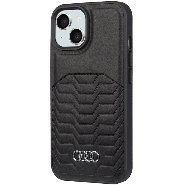 Audi syntetisk lærveske med MagSafe for iPhone 15 Plus / 14 Plus - Svart