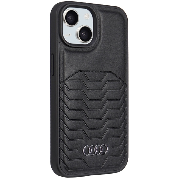 Audi syntetisk lærveske med MagSafe for iPhone 15 Plus / 14 Plus - Svart