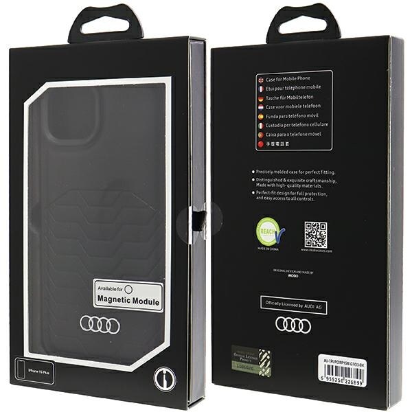 Audi syntetisk lærveske med MagSafe for iPhone 15 Plus / 14 Plus - Svart