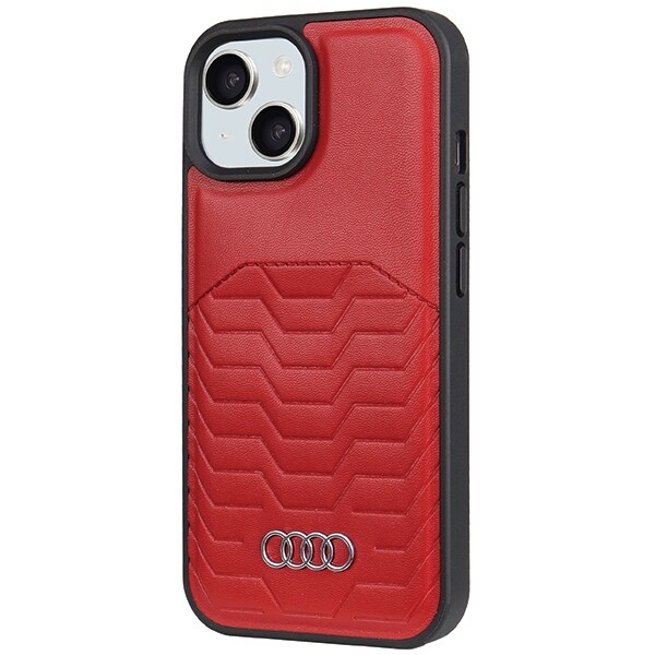 Audi syntetisk lærveske med MagSafe for iPhone 15 Plus / 14 Plus - rød