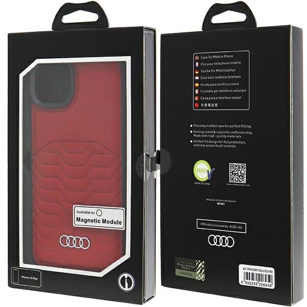 Audi syntetisk lærveske med MagSafe for iPhone 15 Plus / 14 Plus - rød