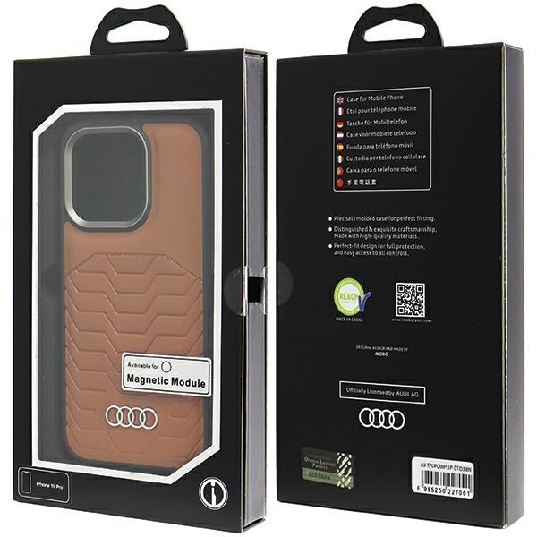Audi syntetisk lærveske med MagSafe for iPhone 15 Pro - brun
