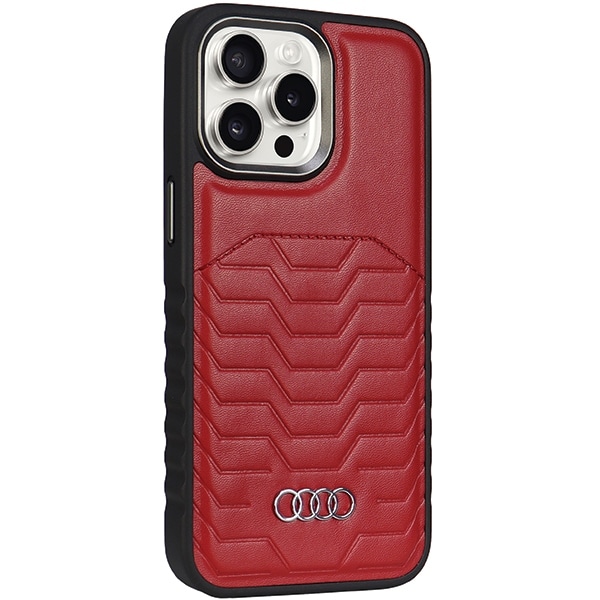 Audi syntetisk lærveske med MagSafe for iPhone 15 Pro Max - rød