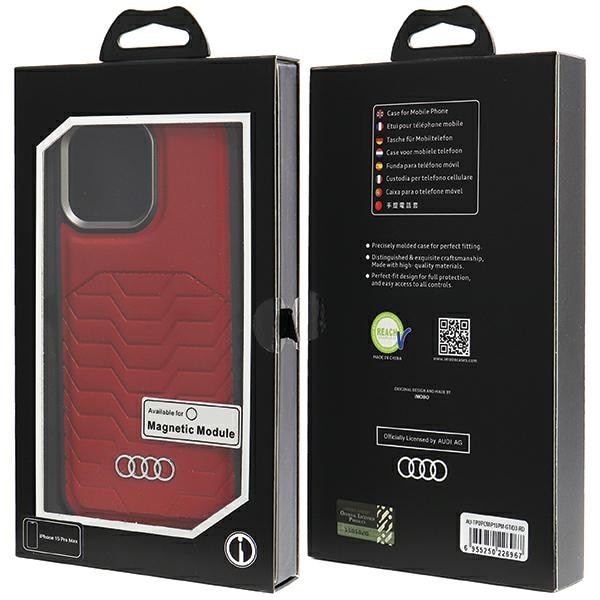 Audi syntetisk lærveske med MagSafe for iPhone 15 Pro Max - rød