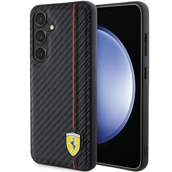 Ferrari Carbon Printed Line-etui for Samsung Galaxy S24+ - svart