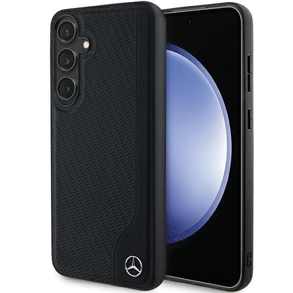 Mercedes MagSafe-etui i lær med pregede linjer for Samsung Galaxy S24+ - svart
