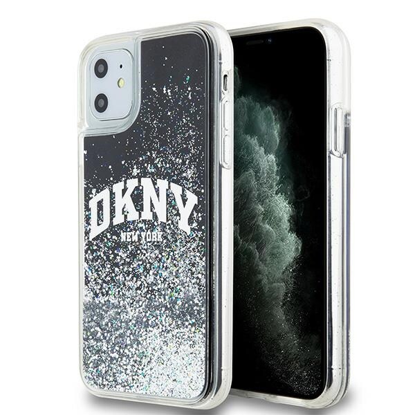DKNY Liquid Glitter Big Logo-etui for iPhone 11 / Xr - svart