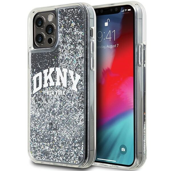 DKNY Liquid Glitter Big Logo iPhone 12 Pro/12-etui - svart