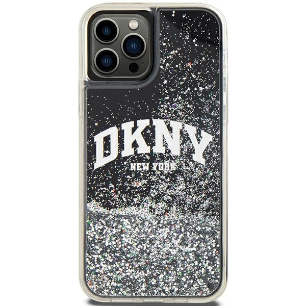 DKNY Liquid Glitter Big Logo iPhone 12 Pro/12-etui - svart