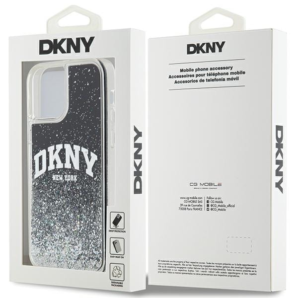 DKNY Liquid Glitter Big Logo iPhone 12 Pro/12-etui - svart