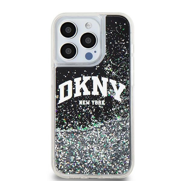 DKNY Liquid Glitter Big Logo iPhone 13 Pro / 13-etui - svart