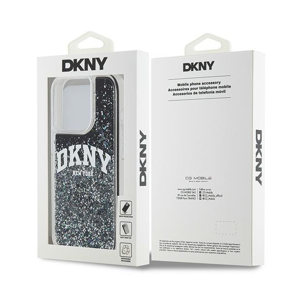DKNY Liquid Glitter Big Logo iPhone 14 Pro-etui - svart