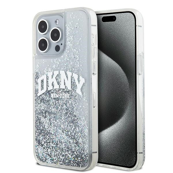 DKNY Liquid Glitter Big Logo-etui til iPhone 15 Pro - hvit