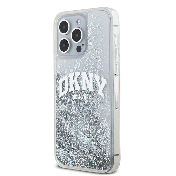 DKNY Liquid Glitter Big Logo-etui til iPhone 15 Pro - hvit