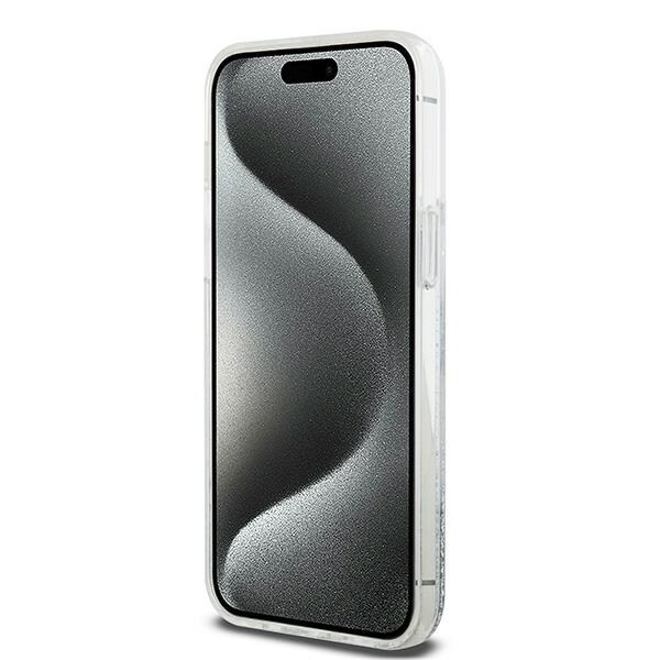 DKNY Liquid Glitter Big Logo-etui til iPhone 15 Pro - hvit