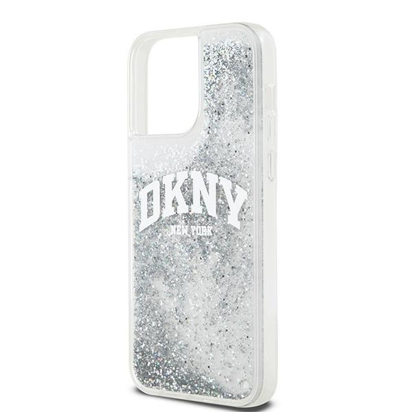 DKNY Liquid Glitter Big Logo-etui til iPhone 15 Pro - hvit