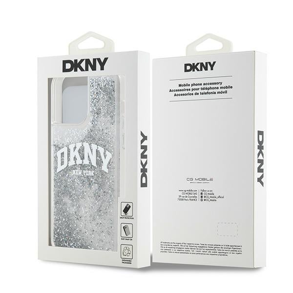 DKNY Liquid Glitter Big Logo-etui til iPhone 15 Pro - hvit