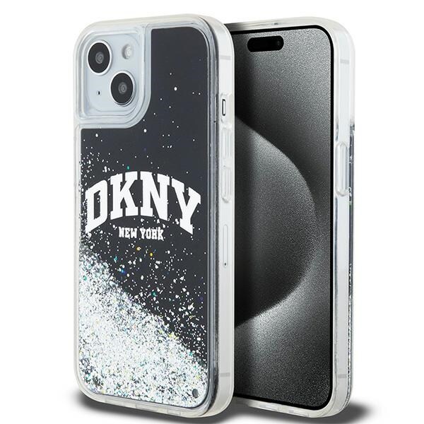 DKNY Liquid Glitter Big Logo iPhone 15 Plus / 14 Plus-etui - svart