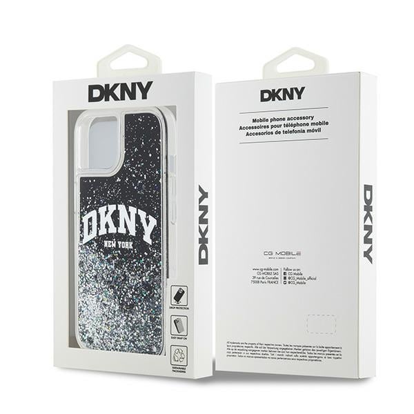 DKNY Liquid Glitter Big Logo iPhone 15 Plus / 14 Plus-etui - svart