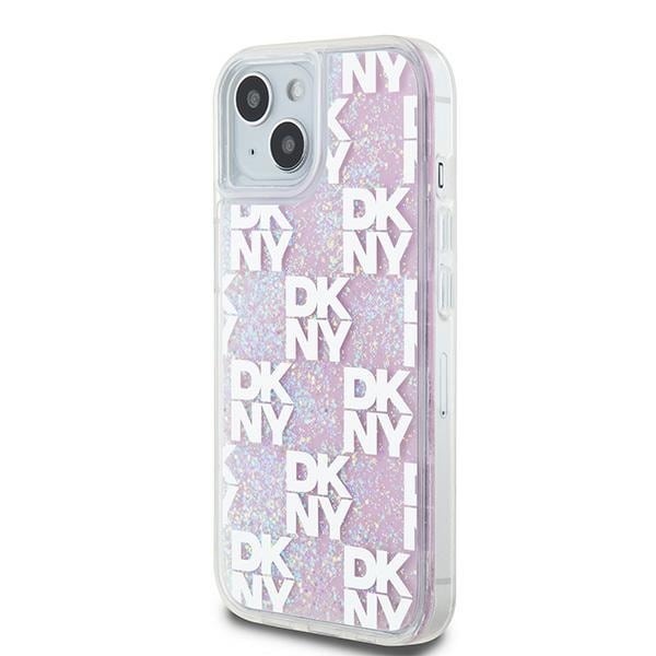 DKNY Liquid Glitter Multilogo-etui for iPhone 15 / 14 / 13 - rosa