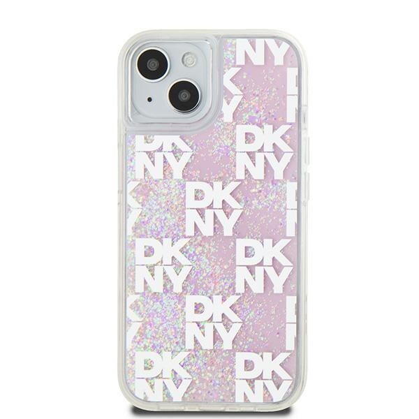 DKNY Liquid Glitter Multilogo-etui for iPhone 15 / 14 / 13 - rosa