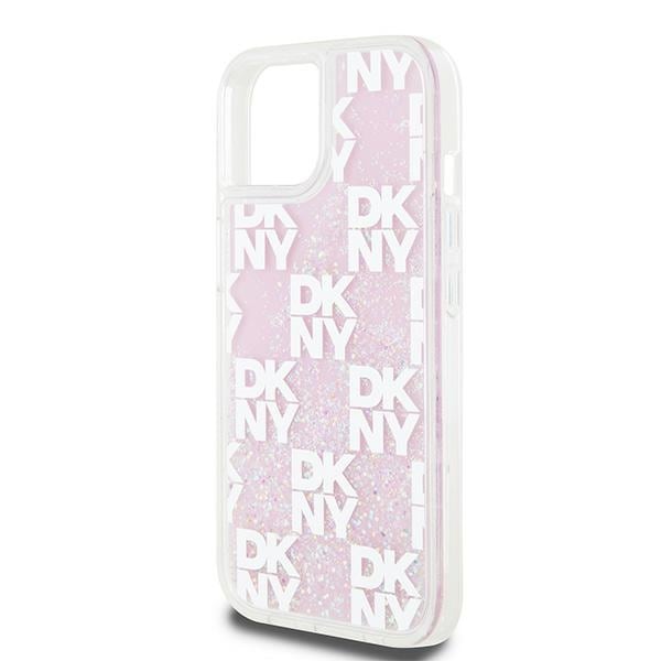 DKNY Liquid Glitter Multilogo-etui for iPhone 15 / 14 / 13 - rosa