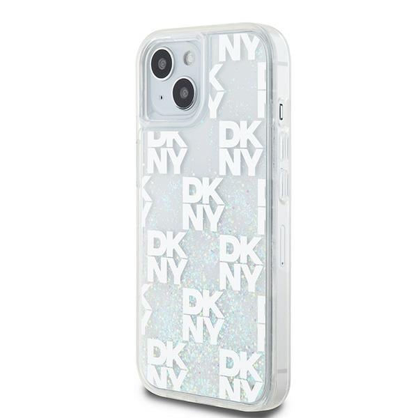 DKNY Liquid Glitter Multilogo-etui for iPhone 15 / 14 / 13 - hvit