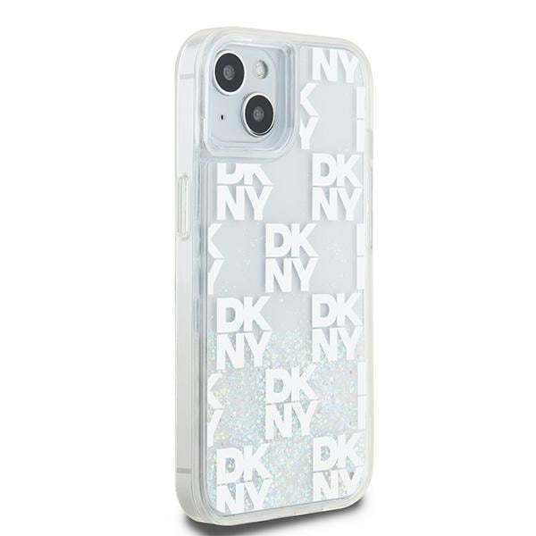 DKNY Liquid Glitter Multilogo-etui for iPhone 15 / 14 / 13 - hvit