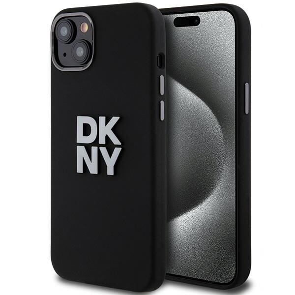 DKNY-etui i flytende silikon med metallogo iPhone 15/14/13 - svart