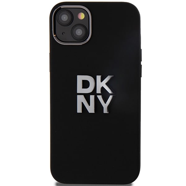 DKNY-etui i flytende silikon med metallogo iPhone 15/14/13 - svart