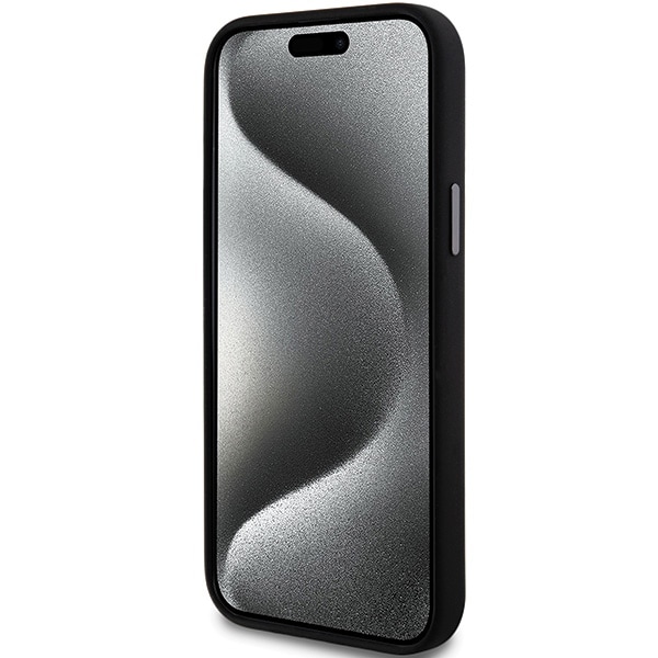 DKNY-etui i flytende silikon med metallogo iPhone 15/14/13 - svart