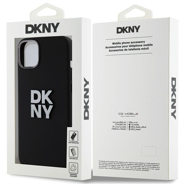 DKNY-etui i flytende silikon med metallogo iPhone 15/14/13 - svart