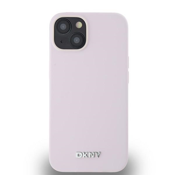 DKNY MagSafe-etui i flytende silikon med liten metalllogo til iPhone 14/15/13 - Rosa