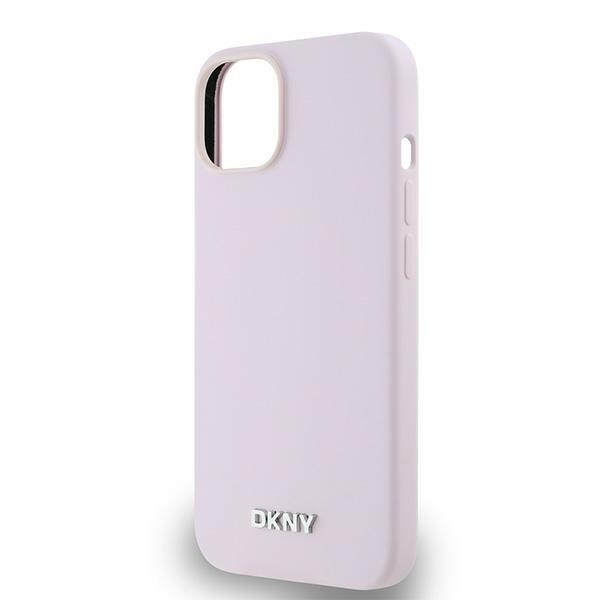 DKNY MagSafe-etui i flytende silikon med liten metalllogo til iPhone 14/15/13 - Rosa