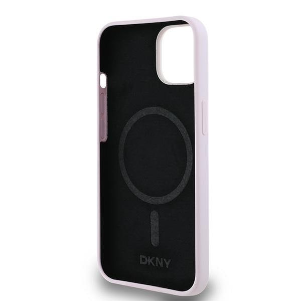 DKNY MagSafe-etui i flytende silikon med liten metalllogo til iPhone 14/15/13 - Rosa