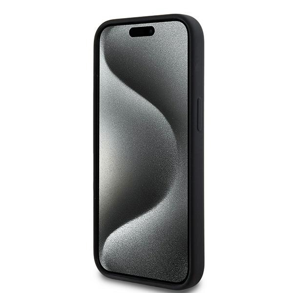 DKNY MagSafe-etui i flytende silikon med hvit trykt logo for iPhone 14/15/13 - Svart