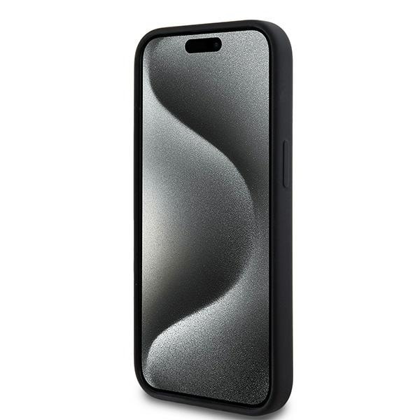 DKNY MagSafe-etui i flytende silikon med hvit trykt logo for iPhone 15 Plus / 14 Plus - Svart