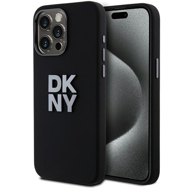 DKNY Liquid Silicone metallogo iPhone 15 Pro Max-etui - svart
