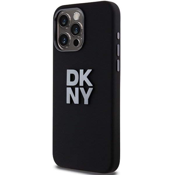 DKNY Liquid Silicone metallogo iPhone 15 Pro Max-etui - svart
