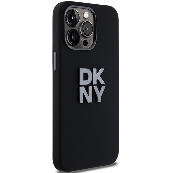 DKNY Liquid Silicone metallogo iPhone 15 Pro Max-etui - svart