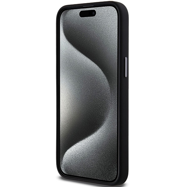 DKNY Liquid Silicone metallogo iPhone 15 Pro Max-etui - svart
