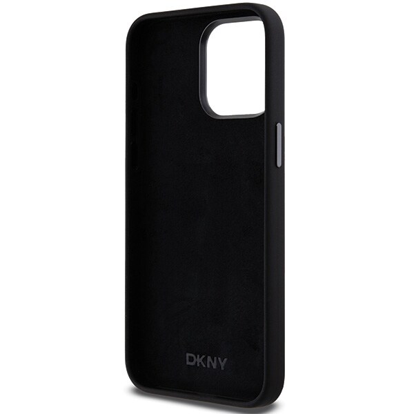 DKNY Liquid Silicone metallogo iPhone 15 Pro Max-etui - svart