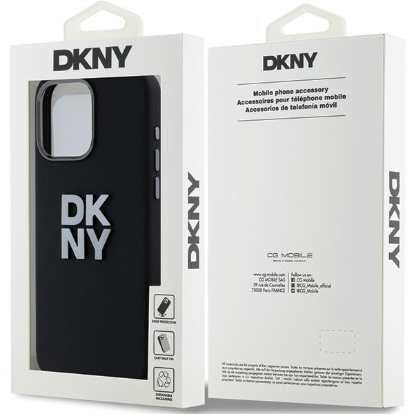 DKNY Liquid Silicone metallogo iPhone 15 Pro Max-etui - svart